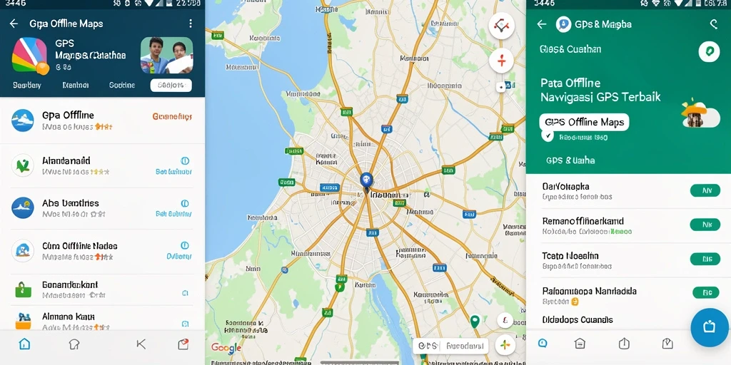 Antarmuka aplikasi GPS Offline Maps 3446 yang intuitif dan mudah digunakan.