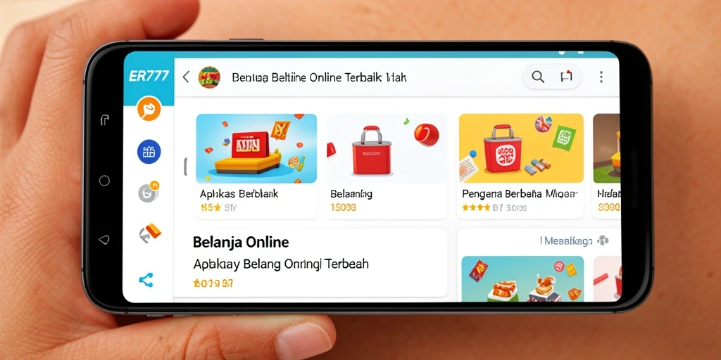 Antarmuka sederhana dan menarik dari aplikasi ER777 untuk Belanja Online.
