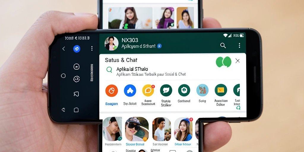 Antarmuka NX303 dengan berbagai stiker unik dan menarik.
