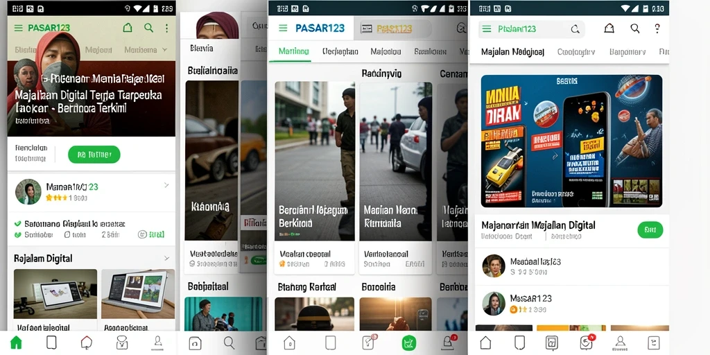 Tampilan antarmuka PASAR123 dengan berbagai artikel berita.